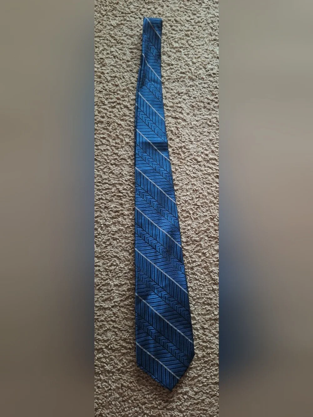 Robert Talbott Navy and Light Blue Chevron Silk Tie